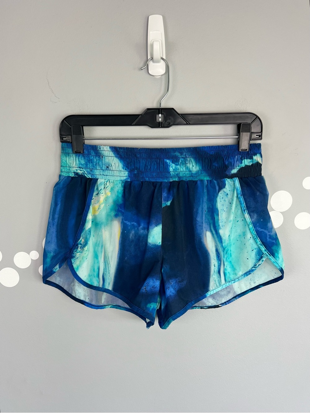 Seafolly Australia Split Running Shorts Blue Abstract Print Size M Athletic